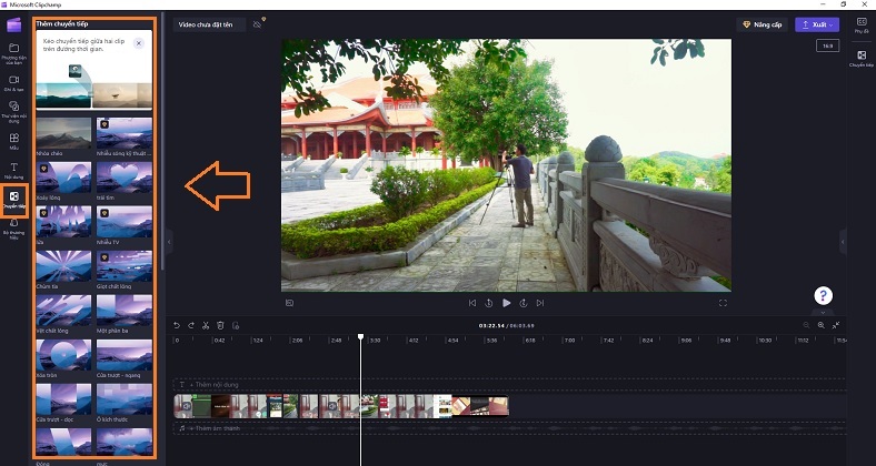 sử dụng chức năng chuyển tiếp