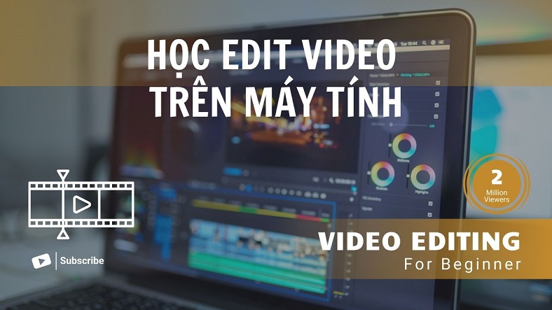 Màn hình máy tính đang chỉnh sửa video