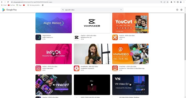 Ảnh tổng hợp logo các ứng dụng làm video từ ảnh và nhạc phổ biến trên điện thoại như CapCut, InShot, KineMaster và VivaVideo.