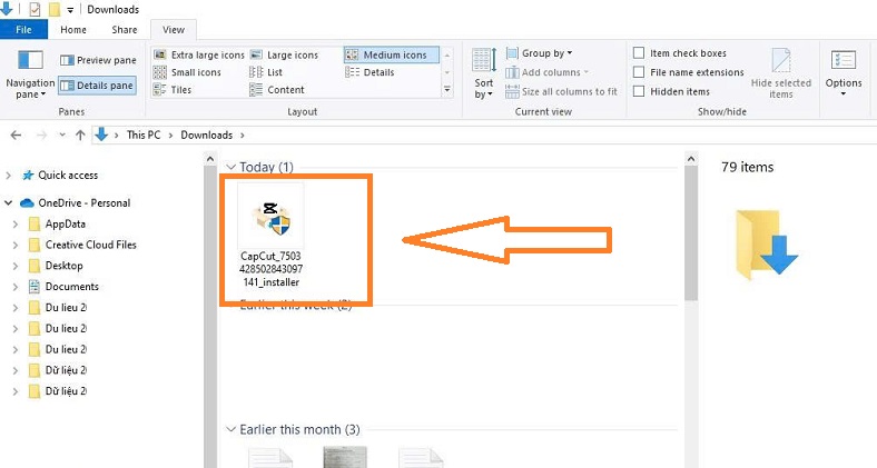 File cài đặt CapCut PC cho Windows đã được tải xuống thành công, sẵn sàng để tiến hành cài đặt.