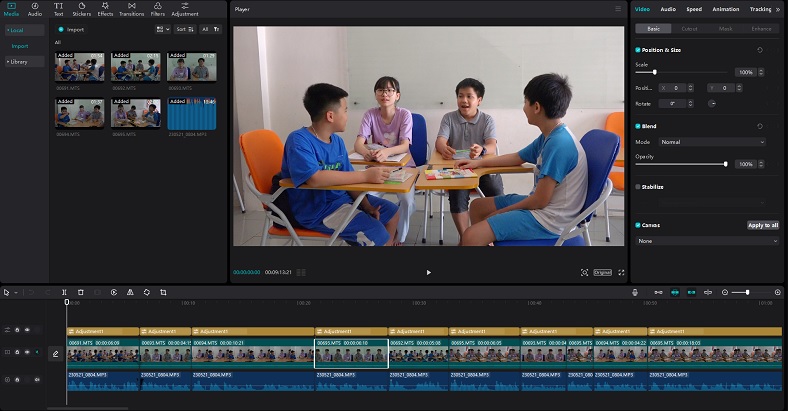 Giao diện timeline của ứng dụng CapCut