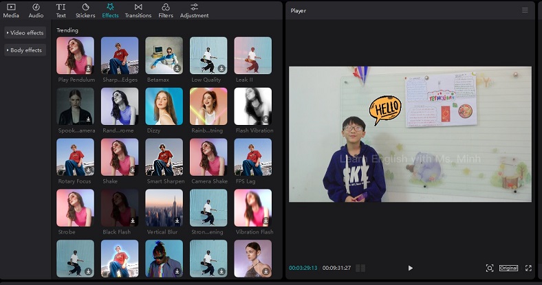 them hieu ung vao video