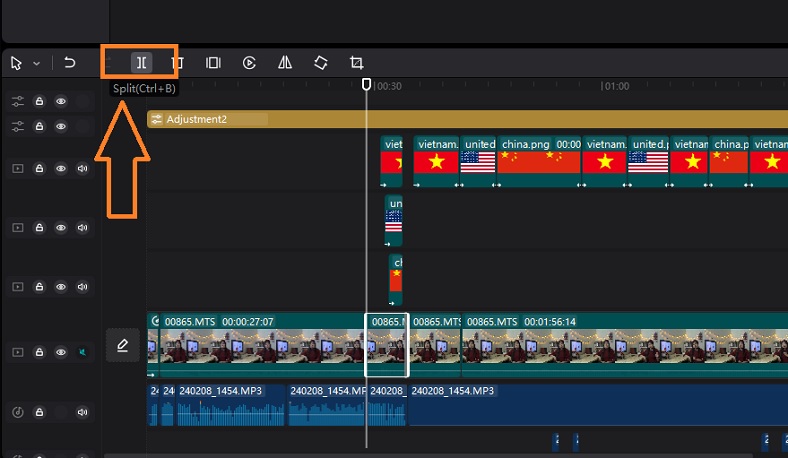 công cụ cắt trong Capcut PC