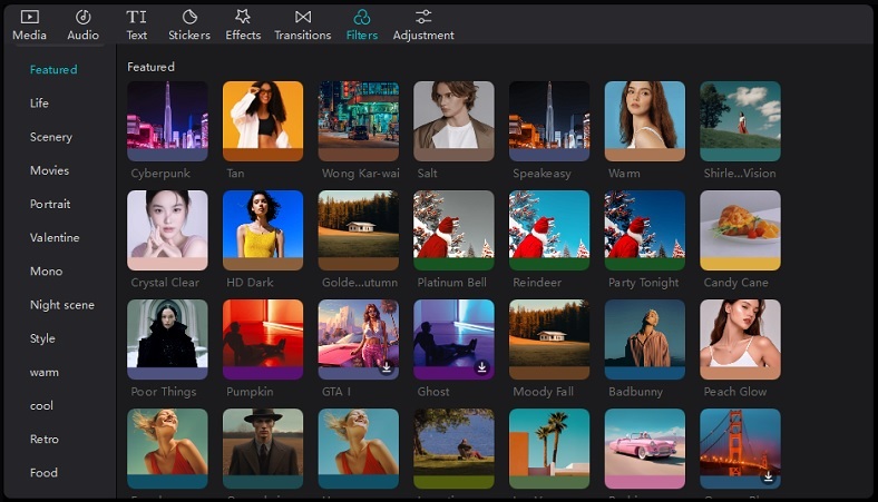 sử dụng bộ lọc trong Capcut PC