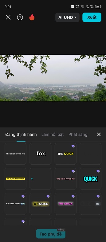 Giao diện thêm và chỉnh sửa văn bản trong video bằng ứng dụng Capcut, bao gồm các tùy chọn font chữ, màu sắc và hiệu ứng.
